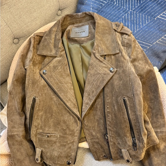 Olive Suede Biker Jacket - Picture 2 of 2